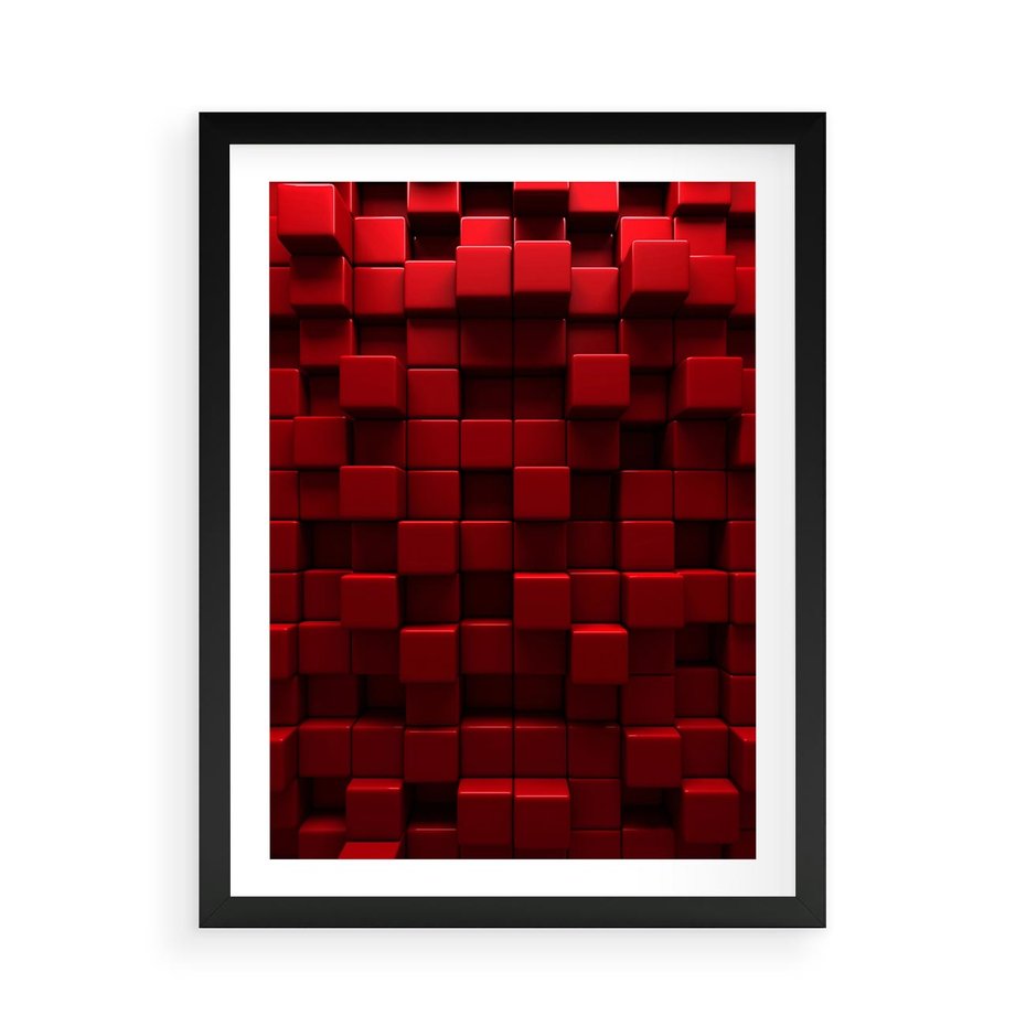 Plakat w ramie 50x70 - Geometryczne 3D: wizja przestrzeni - geometryczne, 3D - rama czarna