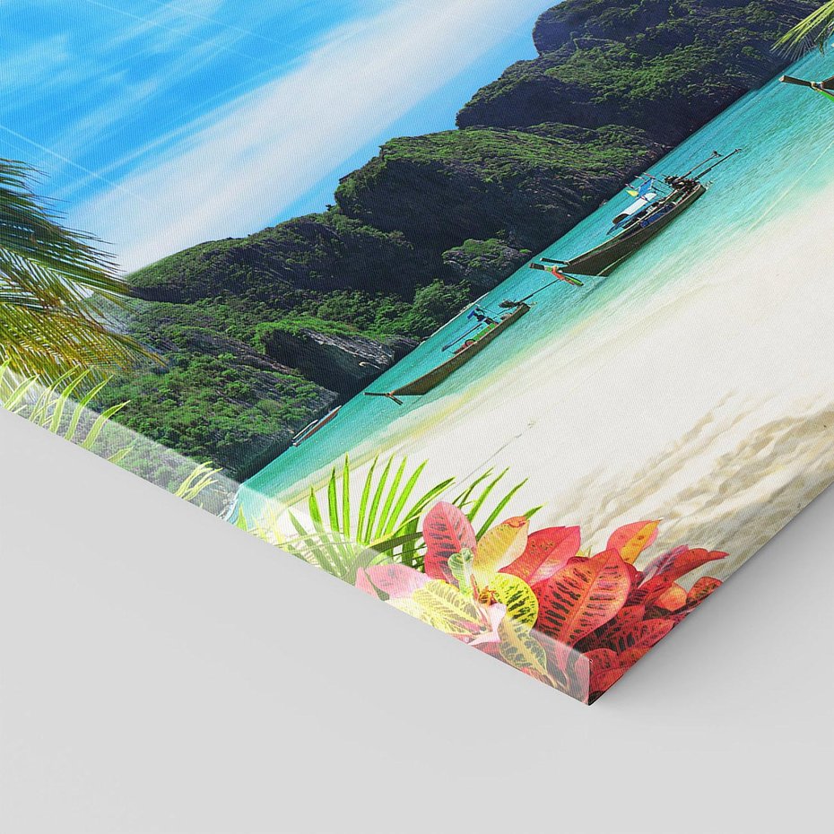 Obraz na płótnie 80x120 - Palmy tańczące na tropikalnej plaży - palmy, plaża