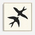 Obraz w ramie 50x50 - Kreatywne Echa - jaskółki, minimalizm - rama drewno