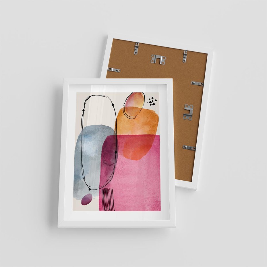 Plakat w ramie 30x40 - Kolorowe Pastelowe Spektrum - kolorowe pastelowe plamy, rozmyte żywe kolory - rama biała