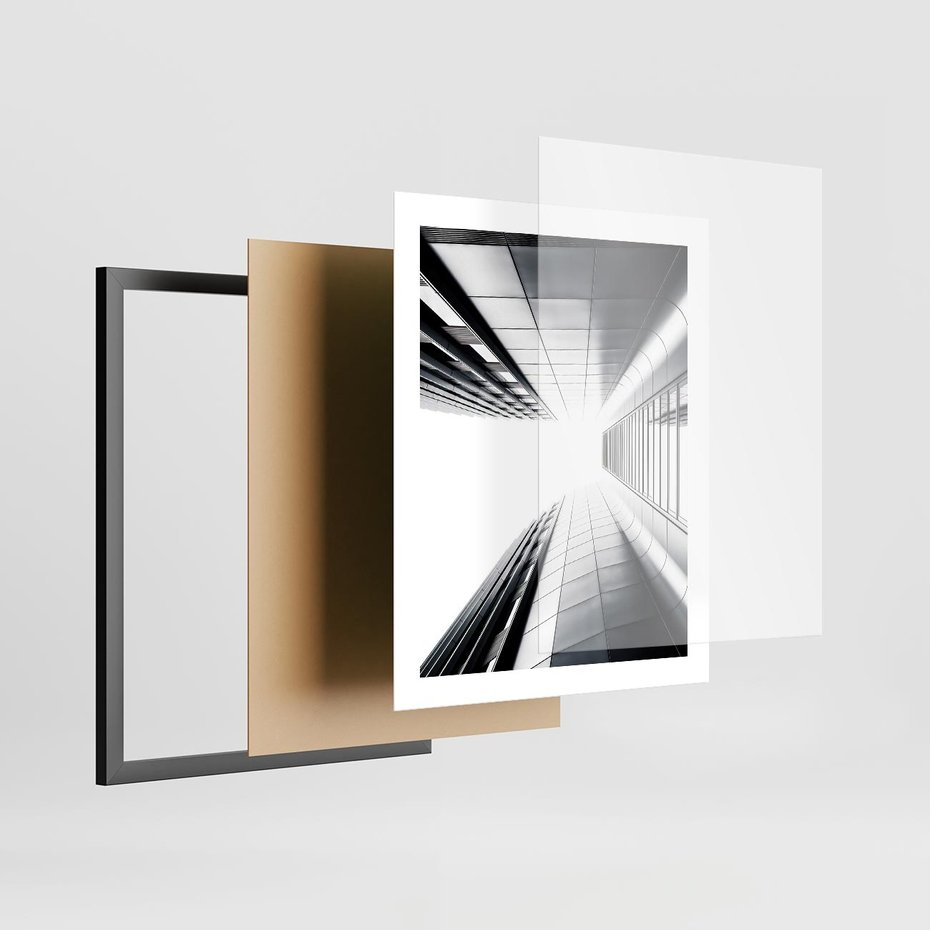 Plakat w ramie 40x50 - Architektura o Prostych Formach - architektura, proste formy - rama czarna