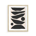 Plakat w ramie 30x40 - Modernistyczna Abstrakcja w Czerni i Bieli - abstrakcja, czarno biała grafika - rama drewno