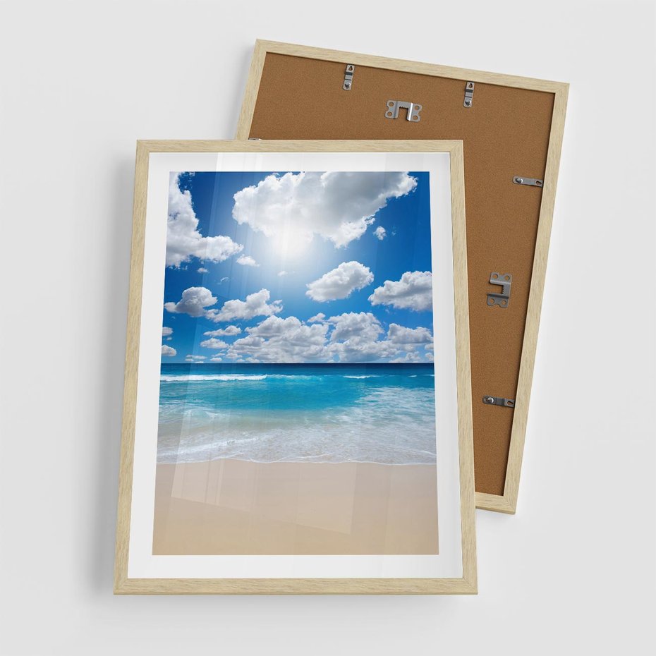 Plakat w ramie 50x70 - Wakacyjna plaża - plaża, wakacje - rama drewno