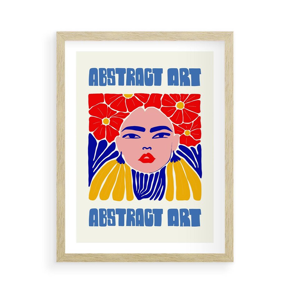 Plakat w ramie 50x70 - Przenikające Refleksje - sztuka abstrakcyjna, nowoczesny plakat - rama drewno