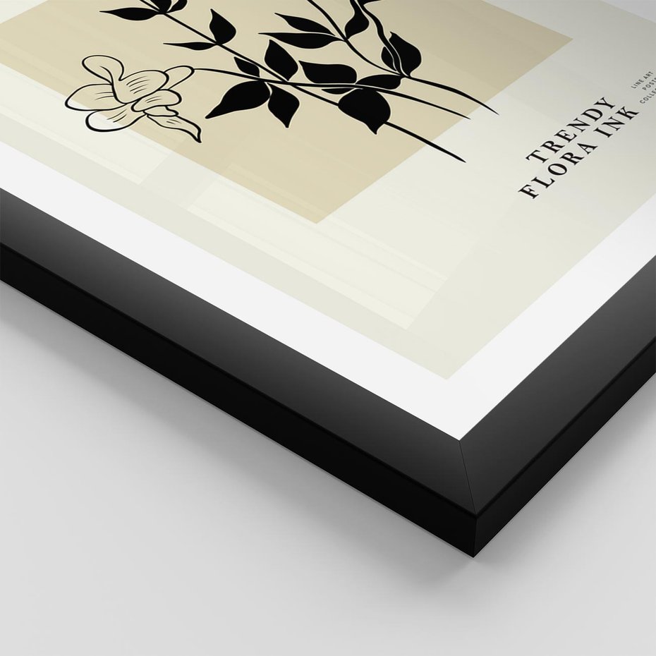 Plakat w ramie 30x40 - Malowane szkicowe tęsknoty - kwiaty, typografia - rama czarna