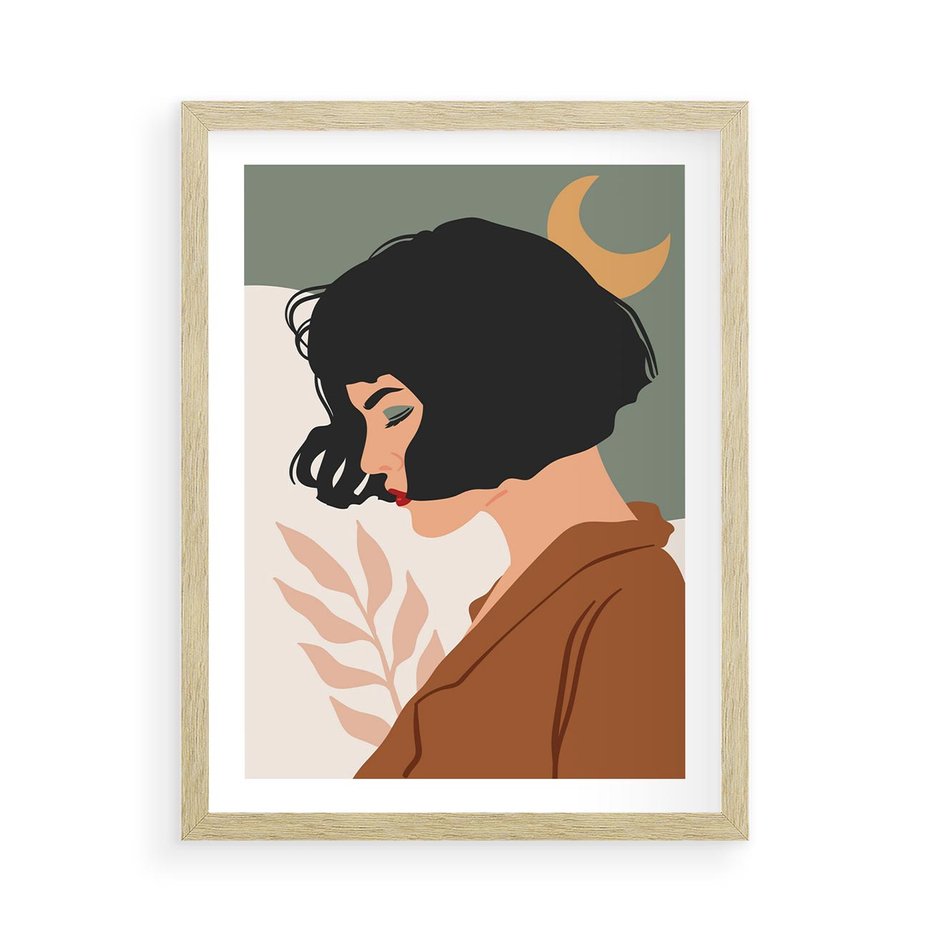 Plakat w ramie 50x70 - Kobieca Pasja - nowoczesny plakat, styl retro - rama drewno