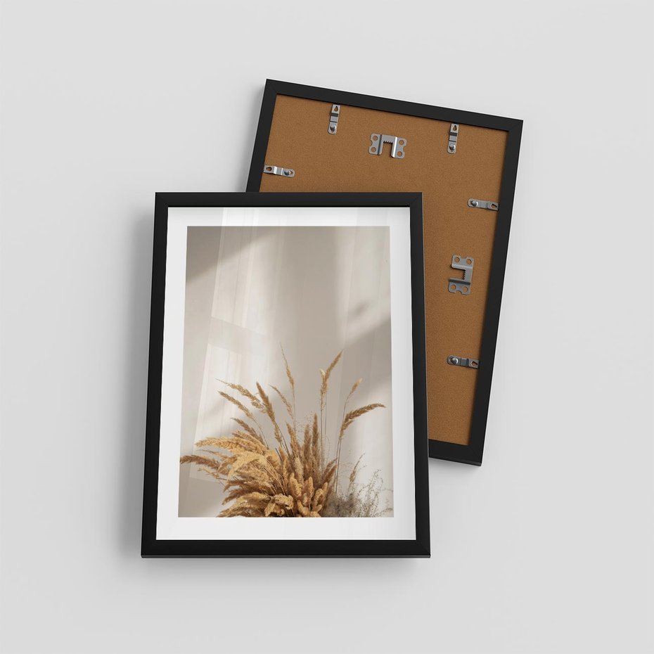 Plakat w ramie 30x40 - mpresyjne układy traw - boho, trawy - rama czarna