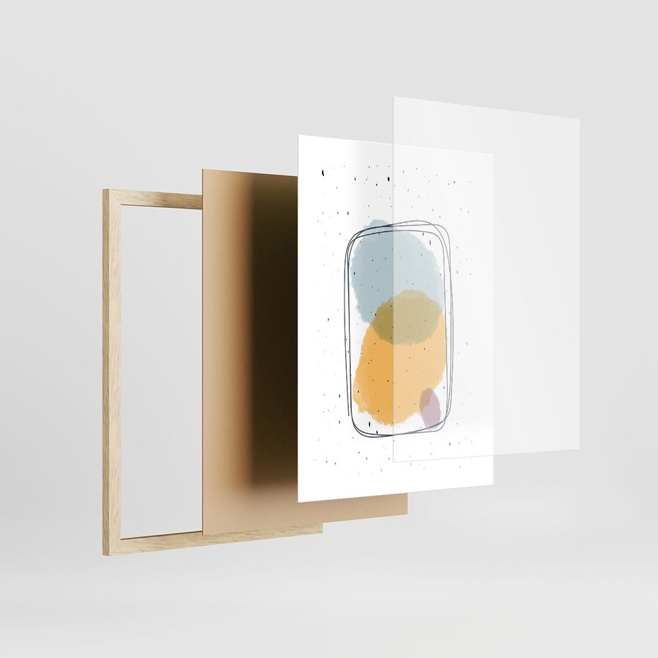 Plakat w ramie 30x40 - Wibracje Linii - abstrakcyjna kompozycja, jak ręcznie malowana - rama drewno