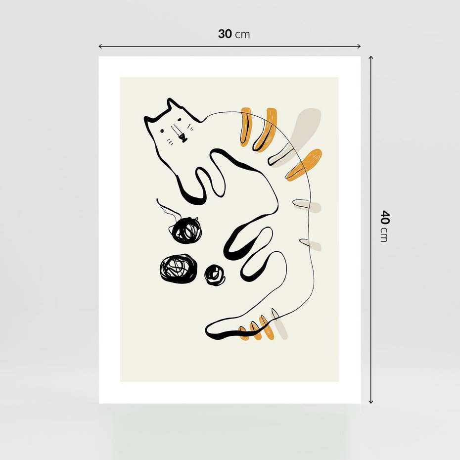 Plakat bez ramy 30x40 - Picassowska Abstrakcja Kota - abstrakcyjna grafika kota, jak picasso