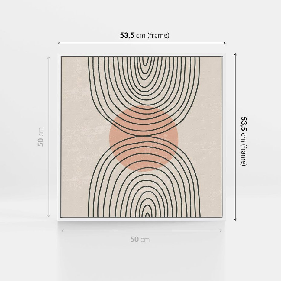 Obraz w ramie 50x50 - Nowy Rytuał - abstrakcyjna sztuka, boho kształty - rama biała