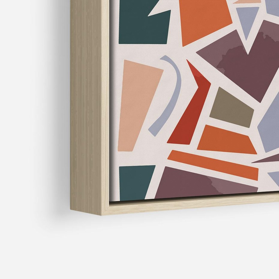 Obraz w ramie 80x80 - Intrygujące Rozbicie - gemoetryczne kształty, mozaika - rama drewno
