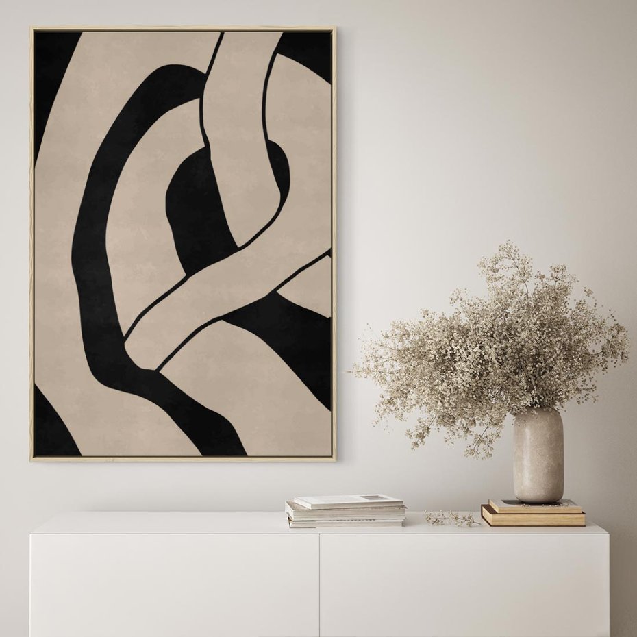 Obraz w ramie 80x120 - Obce Wariacje - abstrakcyjne linie, mroczny plakat - rama drewno