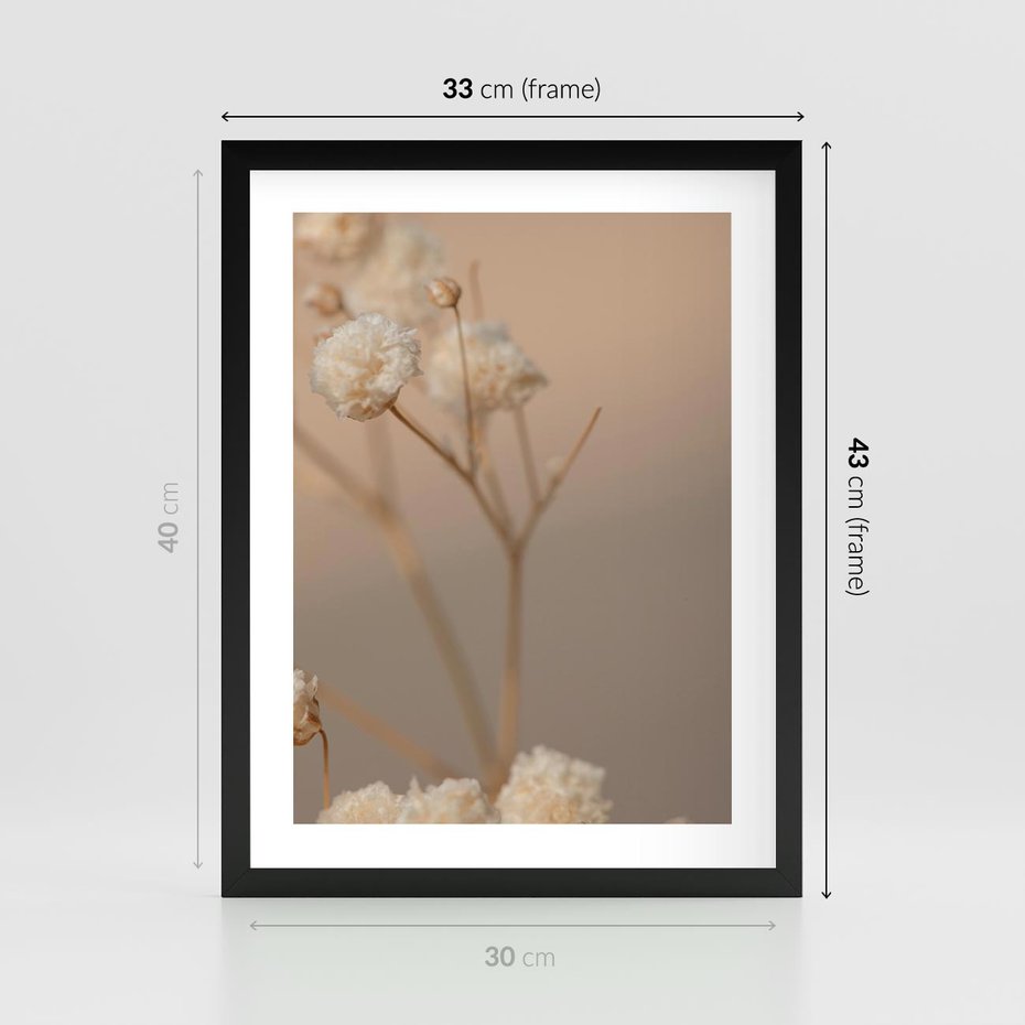 Plakat w ramie 30x40 - Subtelna gipsówka - gipsówka, suche - rama czarna