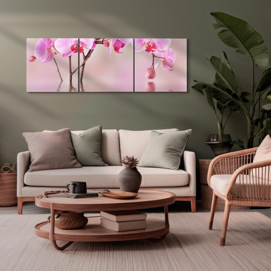 Obraz na płótnie 90x30 - Relaksacyjne spa w otoczeniu storczyka - spa, storczyk