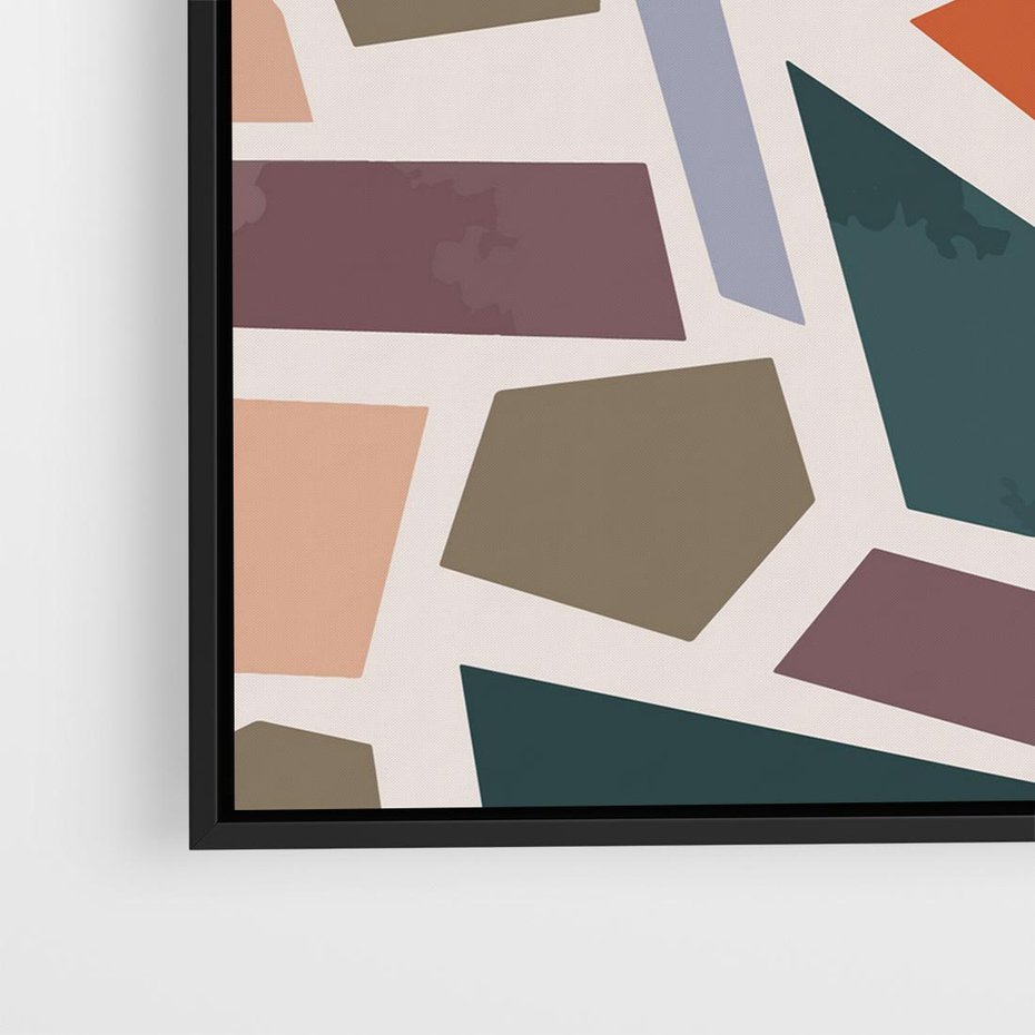 Obraz w ramie 50x50 - Modernistyczna Transcendencja - geometryczne kształty, mozaika - rama czarna