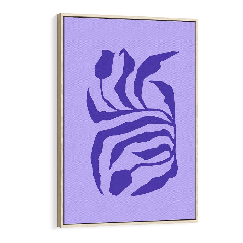 Obraz w ramie 70x100 - Boho Sztuka Wolności - kwiaty, energetyczne fioletowe tło - rama drewno