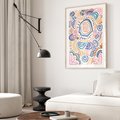 Plakat w ramie 30x40 - Eksploracja Etnicznych Granic - kolorowe etniczne wzory, tęczowe żywe kolory - rama drewno