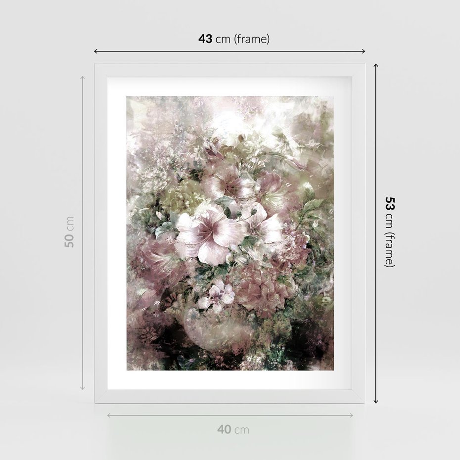 Plakat w ramie 40x50 - Piękno natury na płótnie - kwiaty, olejne - rama biała