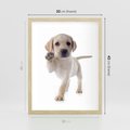 Plakat w ramie 30x40 - Szczeniak pełen radości - piesek, szczeniak - rama drewno