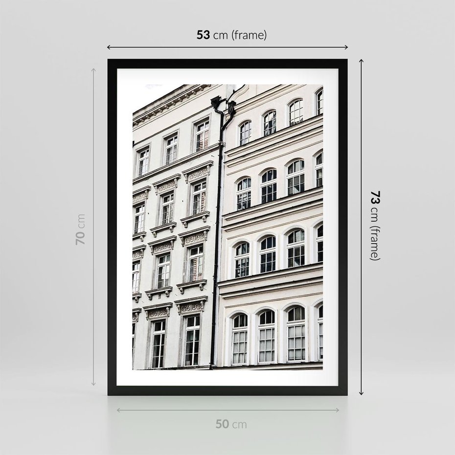 Plakat w ramie 50x70 - Urok Starej Kamienicy - budynki, miasto - rama czarna