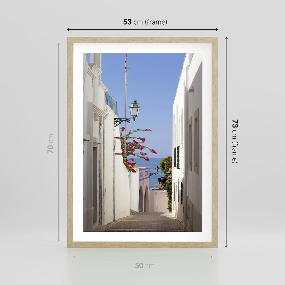 Plakat w ramie 50x70 - Podróże w Czasie: Perspektywiczna Uliczka - uliczka, perspektywa - rama drewno