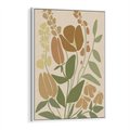 Obraz w ramie 80x120 - Beżowo i Roślinnie - nowoczesny plakat, roślinność - rama biała