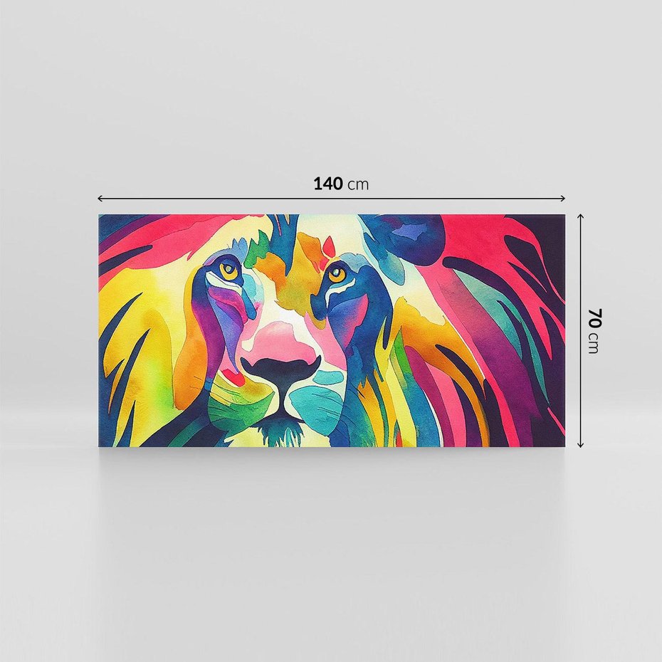 Obraz na płótnie 140x70 - Tęczowy Lew - akwarela, tęczowy lew