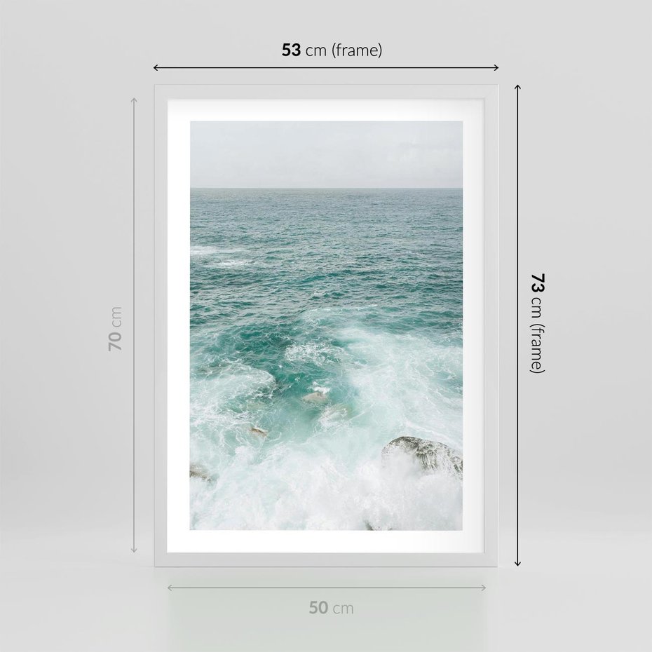 Plakat w ramie 50x70 - Wzburzony Żywioł - morze, ocean - rama biała