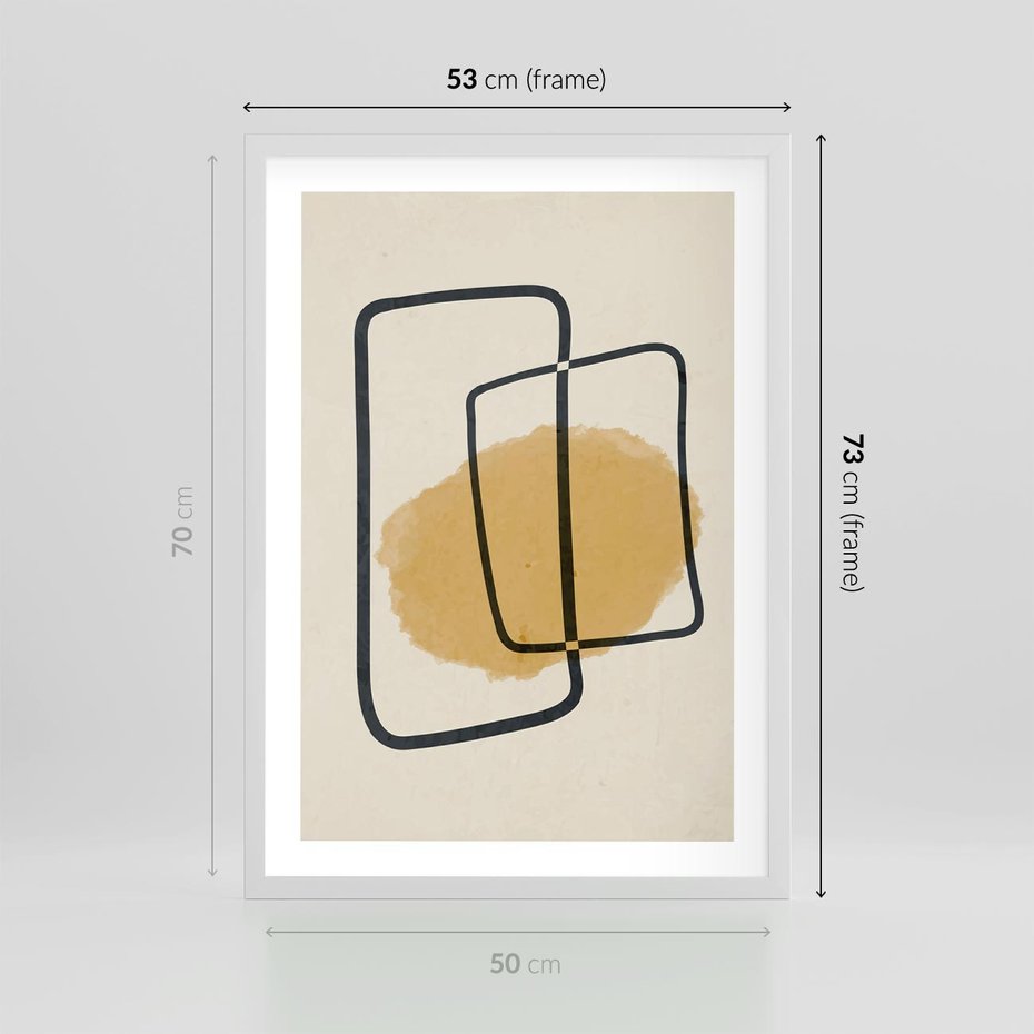Plakat w ramie 50x70 - Rozkwitające Formy - abstrakcyjne nieregularne kształty, minimalistyczny plakat - rama biała