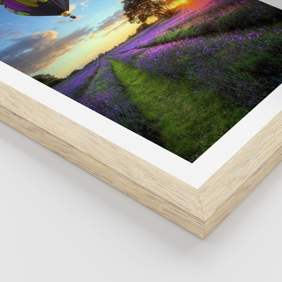 Plakat w ramie 30x40 - Lawendowe Marzenia - lawenda, balony - rama drewno