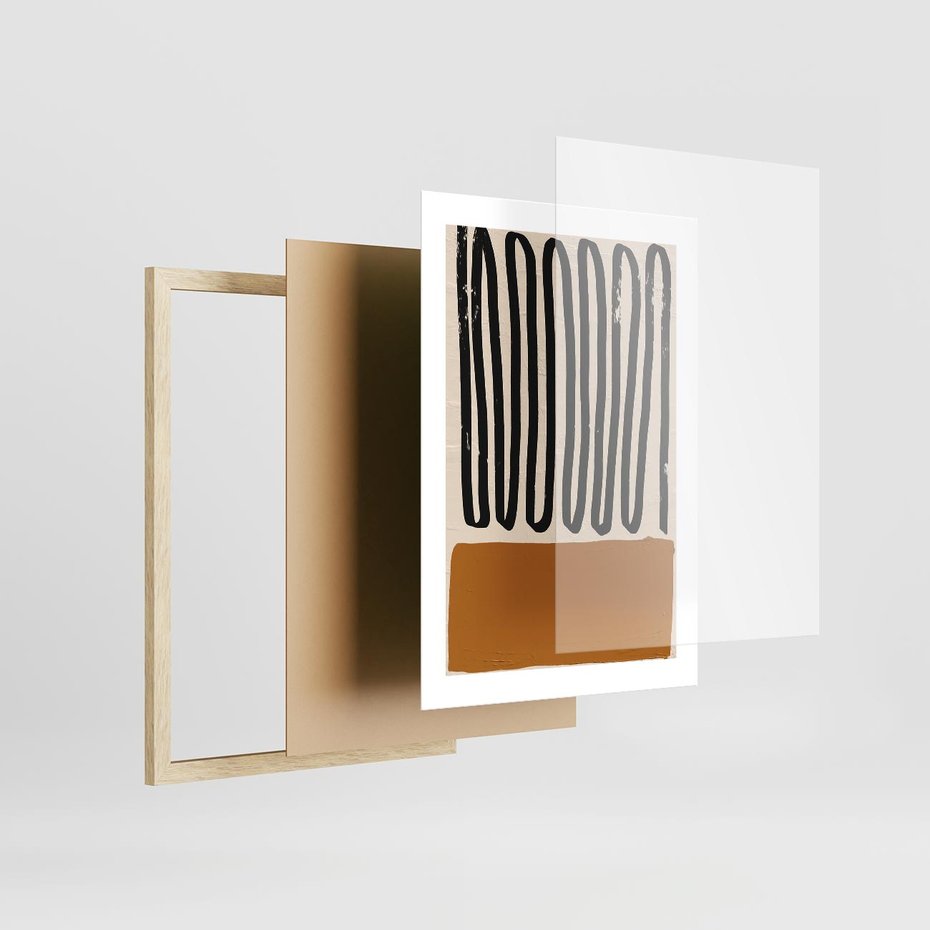 Plakat w ramie 30x40 - Boho Impulsy Kreatywności - abstrakcyjny plakat, brąz - rama drewno