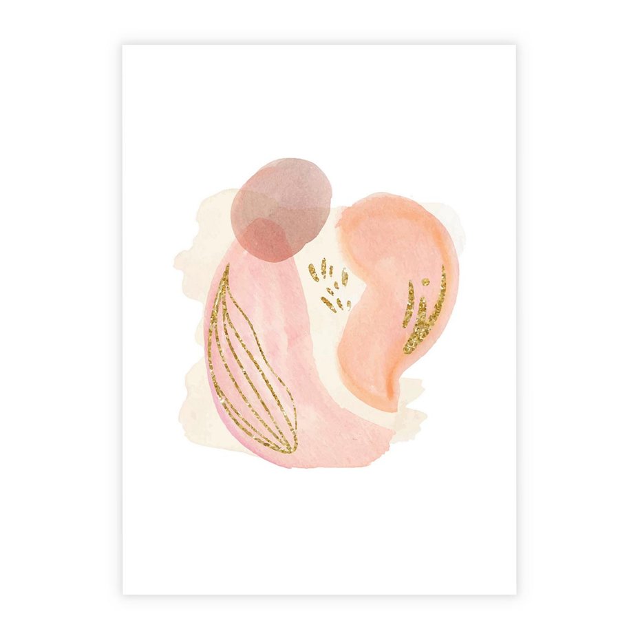 Plakat bez ramy 30x40 - Impresje Przenikających Form - abstrakcyjne akwarelowe plamy, minimalizm