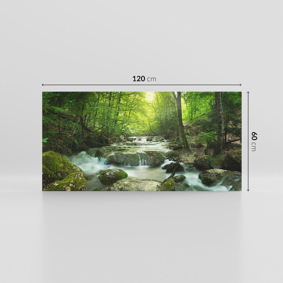 Obraz na płótnie 120x60 - Ukojenie strumienia: Spotkanie z naturą - strumyk, las