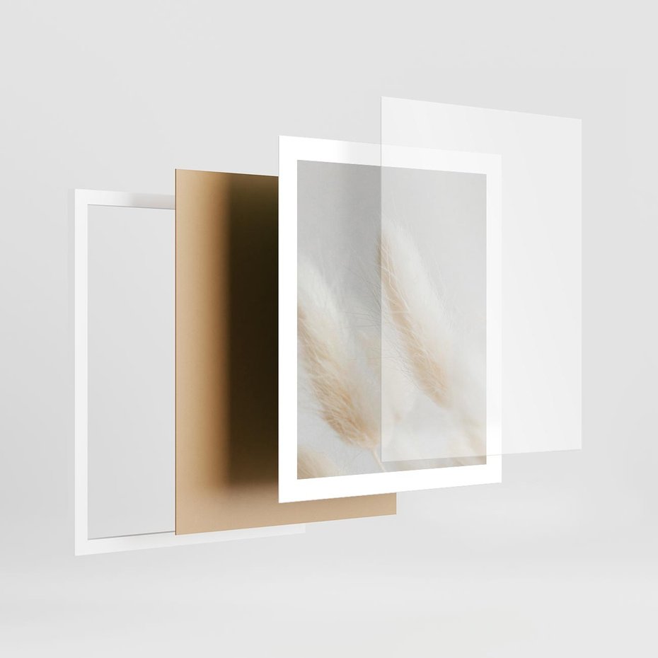 Plakat w ramie 40x50 - Czysty Minimalizm - białe trawy, minimalizm - rama biała