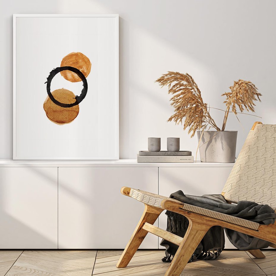 Plakat bez ramy 50x70 - Japandi Geometria: Minimalistyczna Grafika - japońska sztuka, geometria