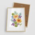 Plakat w ramie 50x70 - Kwiatowe Inspiracje - akwarelowe polne kwiaty, minimalistyczny plakat - rama drewno