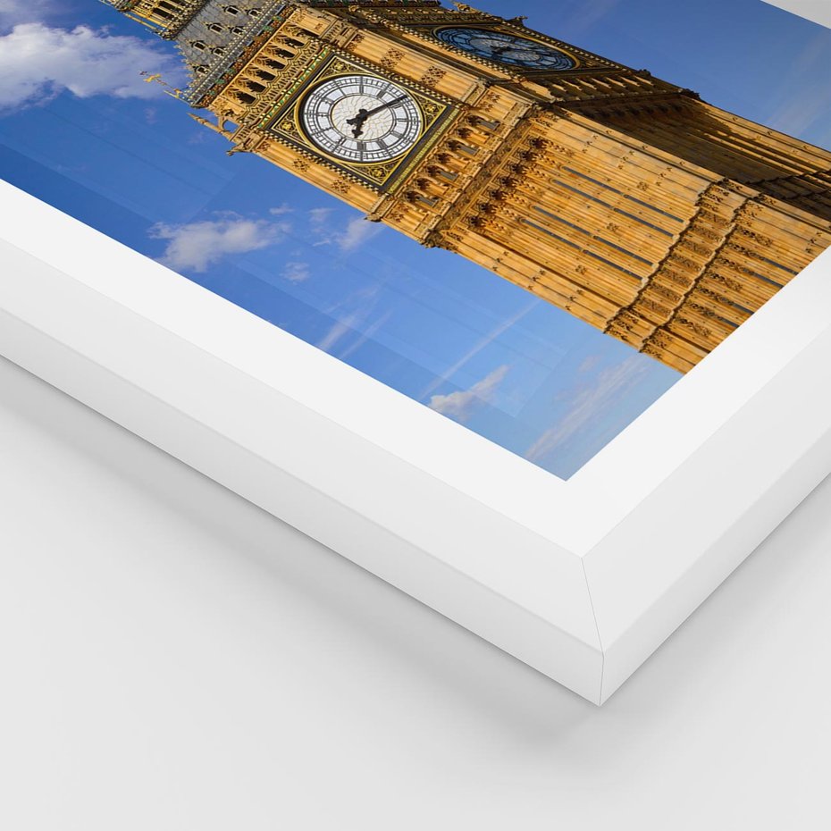 Plakat w ramie 50x70 - Czasowy Symbol - zegar, Big Ben - rama biała