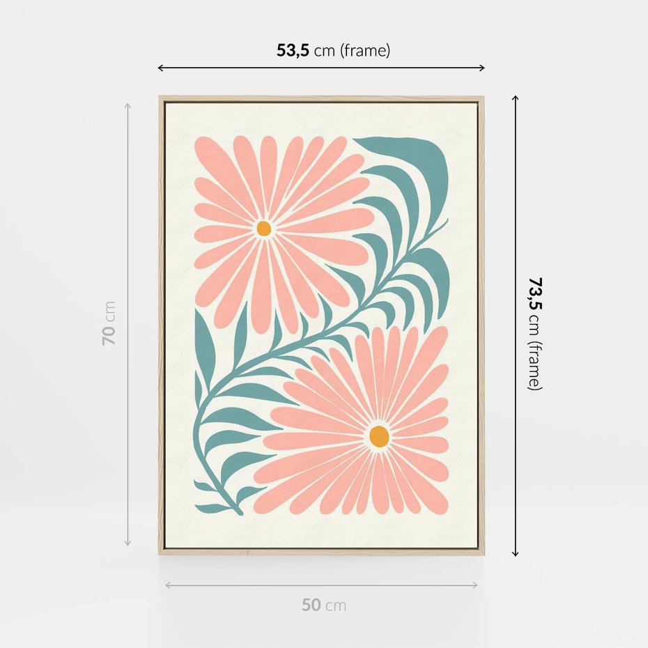 Obraz w ramie 50x70 - Kształtując Marzenia - kwiaty, sztuka nowoczesna - rama drewno