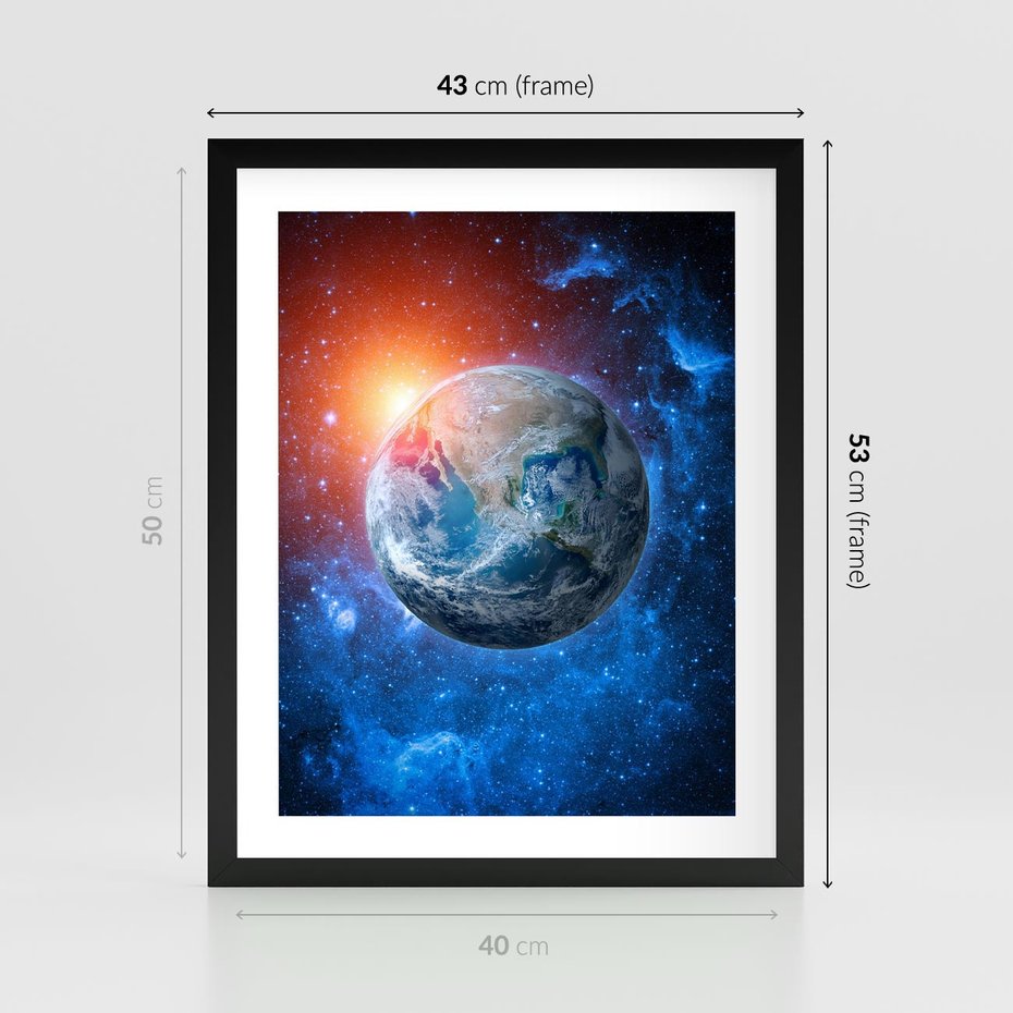 Plakat w ramie 40x50 - Planeta w nieskończoności - ziemia, kosmos - rama czarna