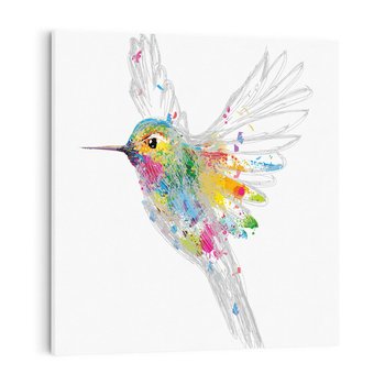 Obraz na płótnie 30x30 - Koliber w akwareli - akwarela, koliber