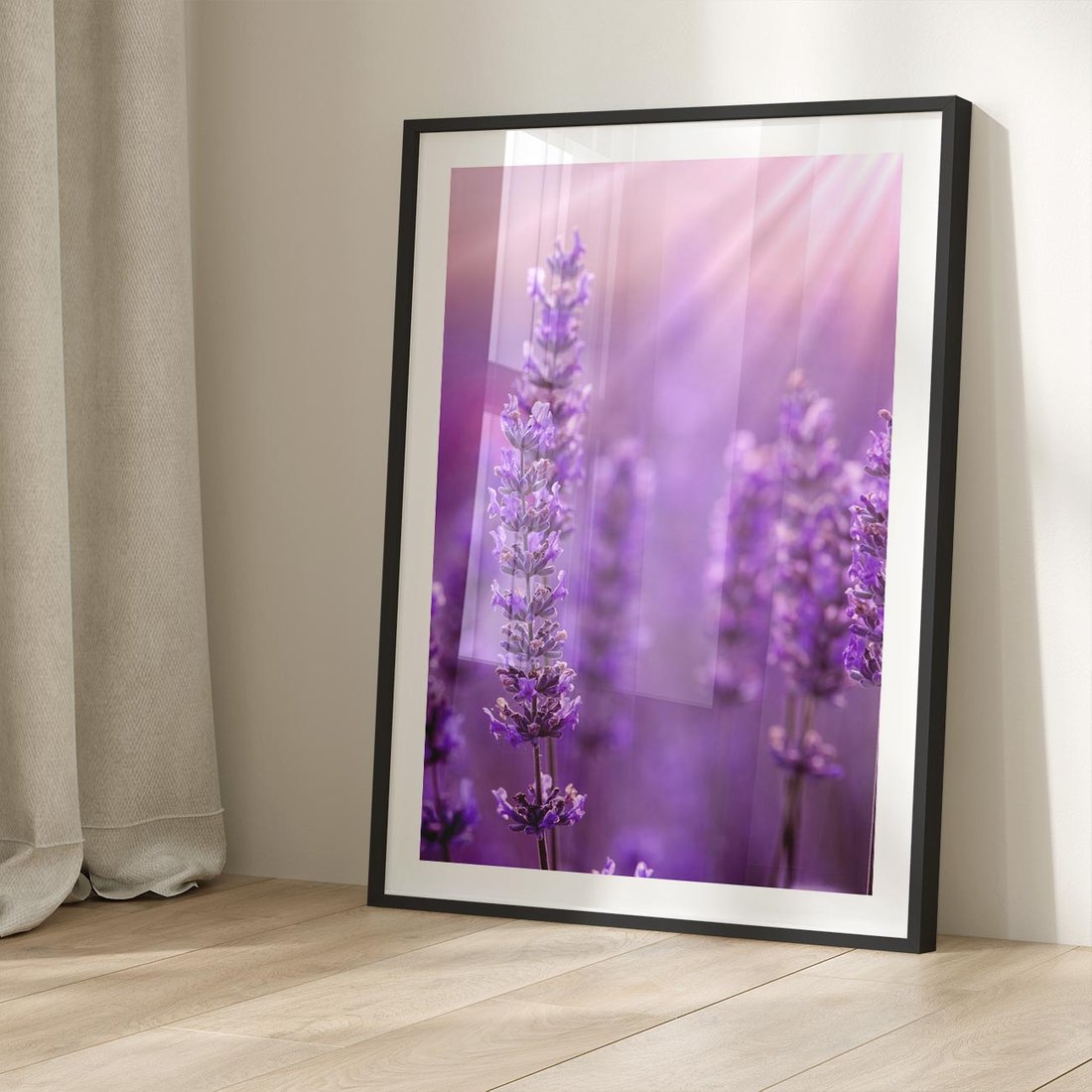 Plakat w ramie 40x50 - Fioletowa harmonia lawendy - lawenda, fiolet - rama czarna