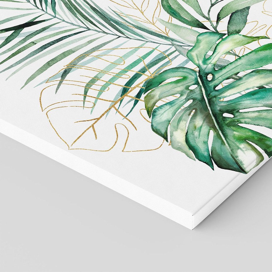 Obraz na płótnie 50x50 - Luksus w Detalu - złote, liście