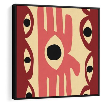 Obraz w ramie 50x50 - Migotliwe Kształty - abstrakcyjny obraz, boho styl - rama czarna