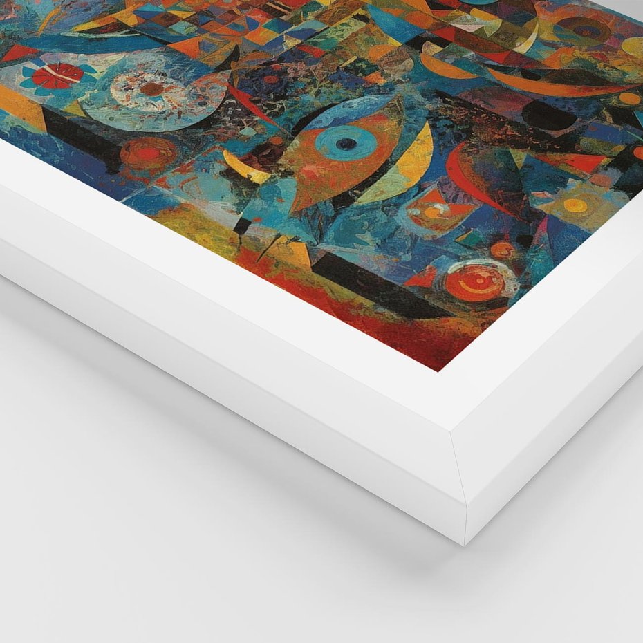 Plakat w ramie 50x70 - Migotliwe Przesunięcia Konturów - abstrakcyjny obraz, sztuka abstrakcji - rama biała