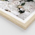 Plakat w ramie 30x40 - Modne Białe Kwiaty - białe kwiaty, płatki - rama drewno