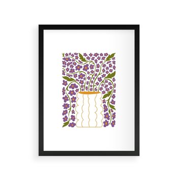 Plakat w ramie 30x40 - Witalność Kwiatów - kwiaty w wazonie, minimalistyczna kompozycja - rama czarna