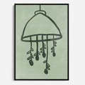 Obraz w ramie 50x70 - Zieleń Inspirującego Spokoju - plakat z abstrakcyjną zieloną lampą, skandynawski design - rama czarna