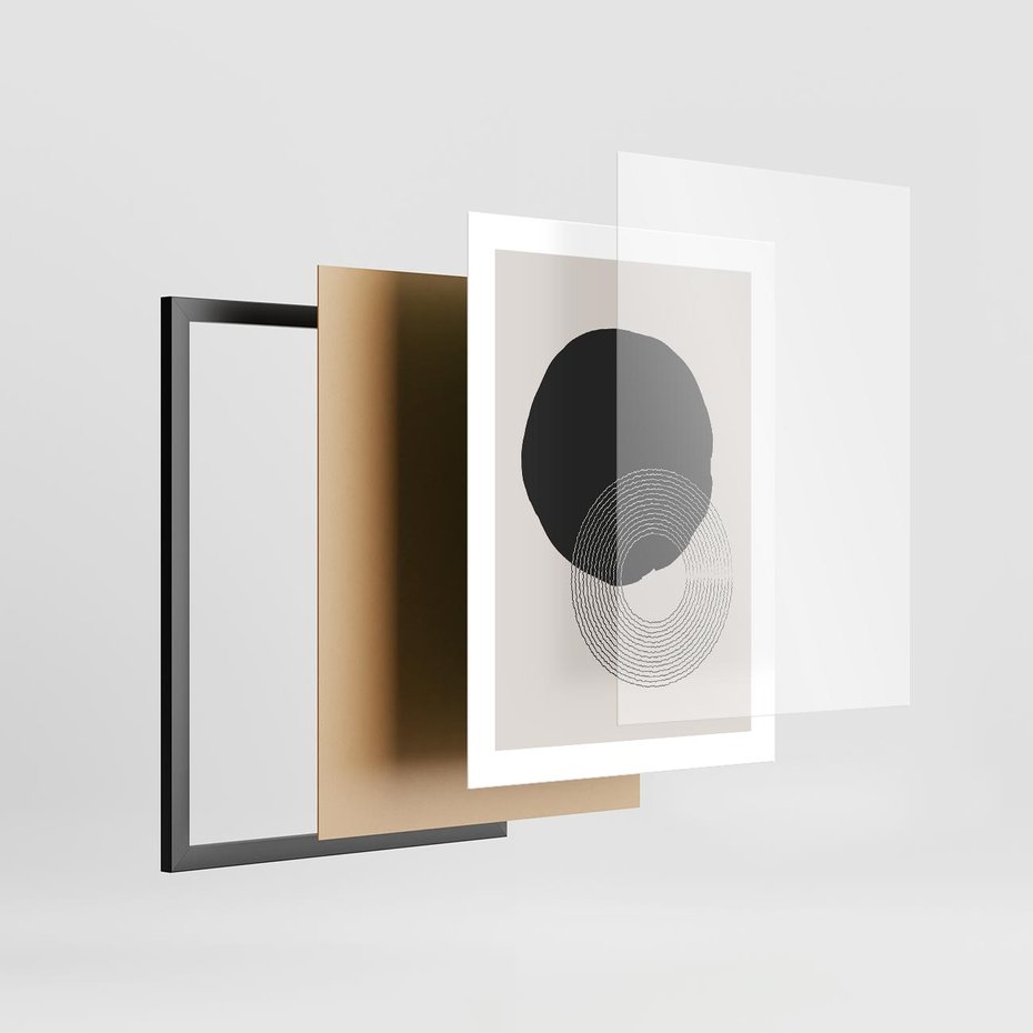 Plakat w ramie 30x40 - Migotliwa Opowieść - abstrakcyjna kompozycja, okręgi - rama czarna