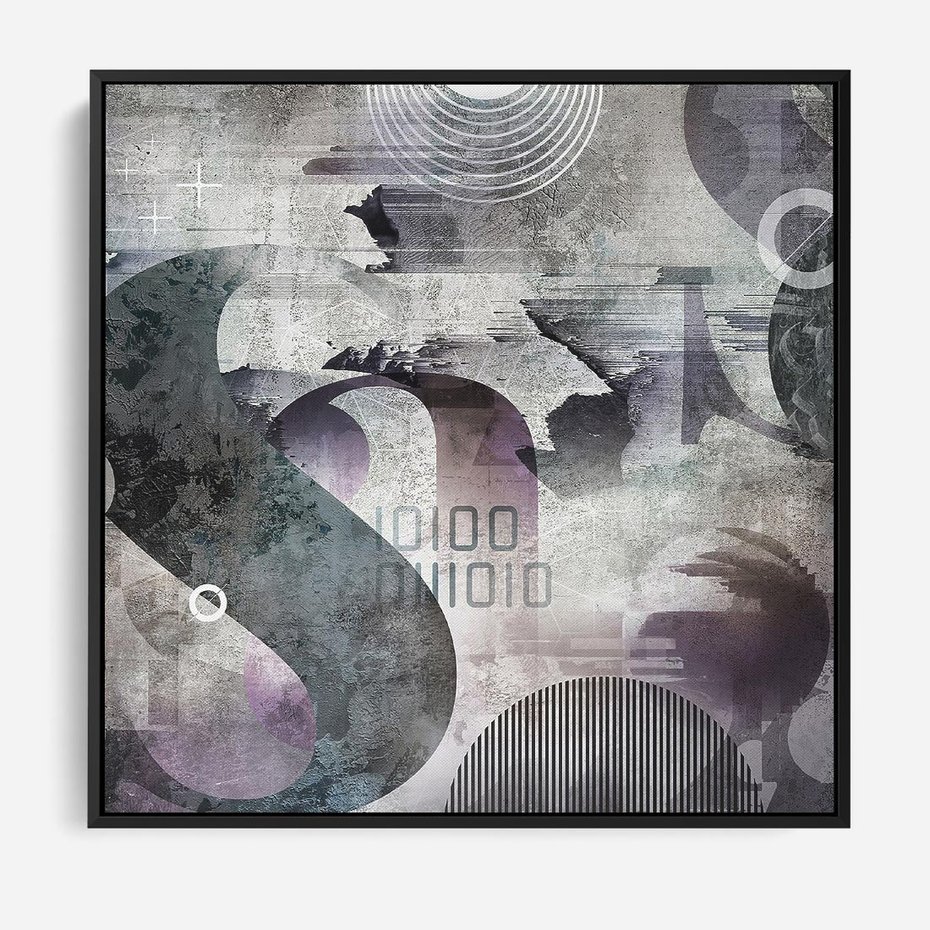 Obraz w ramie 50x50 - Nocne opowieści w barwach - typografia, abstrakcja - rama czarna