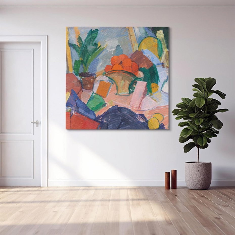 Obraz na płótnie 50x50 - "Martwa natura z pomarańczami w koszyku" Edvard Weie - Reprodukcja - reprodukcja, obraz na płótnie